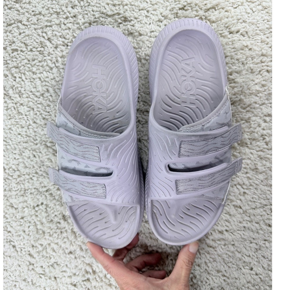 Womens Size 9 Hoka Ora Luxe Slides Lavender Purple Adjustable Recovery Sandals